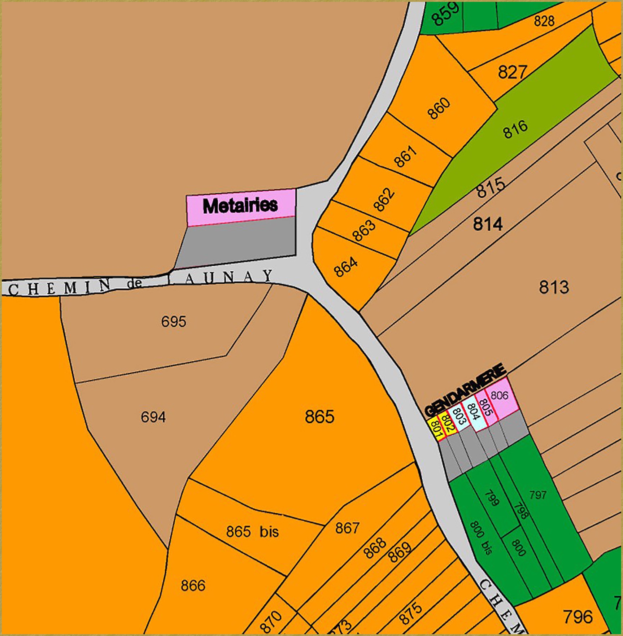 Cadastre des Métairies et de la Gendarmerie -                     